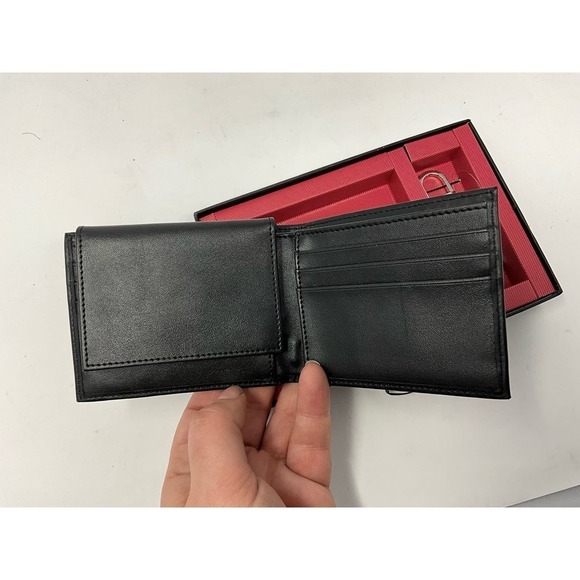 Perry Ellis Portfolio Black Leather Bi-Fold Mens Credit Card Wallet w/ Key Chain - Picture 3 of 3